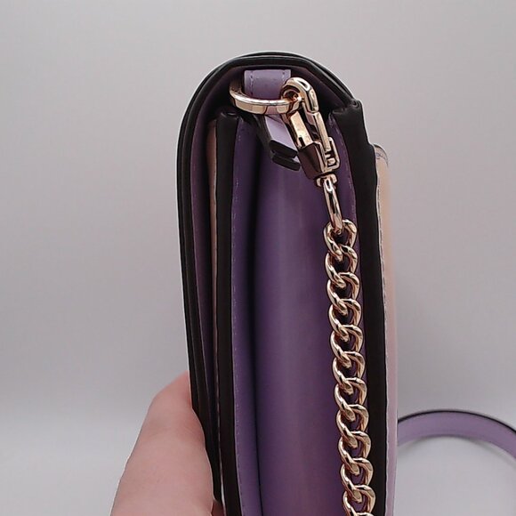 USED Tory Burch Emerson dip dye chain crossbody wallet sweet corn lavender - Picture 5 of 6